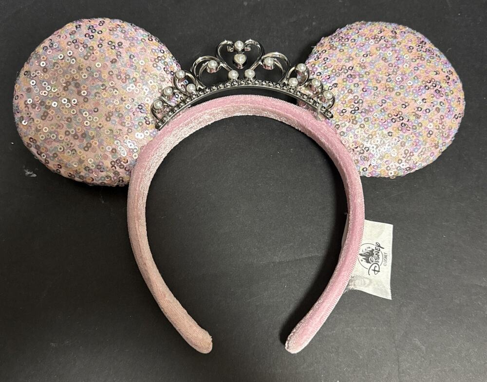 Disney Parks Princess Tiara Crown Minnie Mickey Mouse Ears Sequin Headband